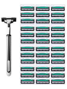BOROLA Men's Shaving Razor Set, Double-Layer Razor Blades, Washable, With 6 Replacement Blades, 1 Handle, 1 Razor Holder Box. Storage Box With Comfortable Closure For Shaving, Suitable For Travel - A - View 11