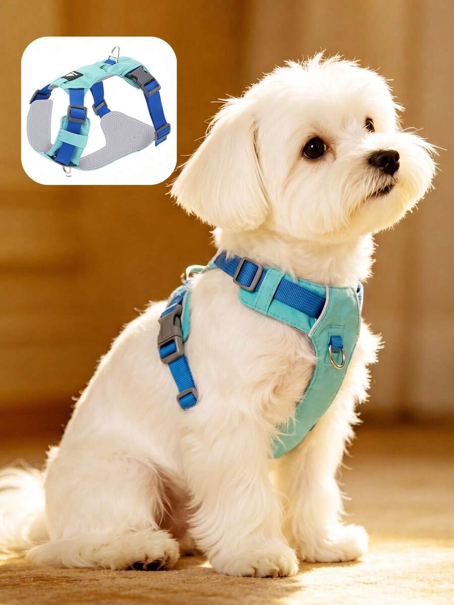 DomKim Lightweight Breathable Dog Harness Vest With Airtag/GPS Pocket, No-Pull 3D Honeycomb Mesh Padded Pet Vest, Reflective Adjustable All-Weather Step-In Walking Harness For Small Medium Large Dogs