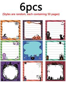 6pcs Halloween Square Sticky Notes, Stationery Stickers, DIY Journaling Supplies, Portable Marking Sticky Notes, Suitable For Back To School, Home, Office, Notebook, School Supplies, Essential Back To School Item - Multicolor - View 11