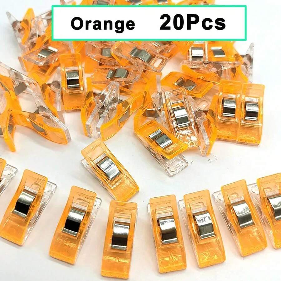 Clips de costura multifuncionales de colores para prendas, álbumes de fotos de tela hechos a mano, grapas de encuadernación, 20 piezas por paquete, 50 piezas por paquete, grapas de plástico para manualidades. - Naranja 20PCS - Ver 1
