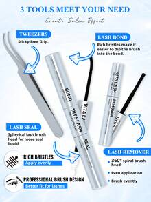 RITALASH RITA 2560/640pcs Eyelash Cluster Set 20D+30D+40D+50D+60D+80D+W05+W06+W02+W04 Thickened Cluster Eyelash Extensions 10-16mm Single Cluster Eyelash Extensions DIY Home Eyelash Extensions With Adhesive, Sealer And Tweezers - Black - View 10