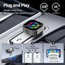 二合一无线CarPlay和Android Auto适配器，即插即用，USB-C/USB无线接收器，支持方向盘控制，兼容和安卓手机，无需外接天线 - A - 查看 4