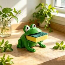 Frog-Shaped Sponge & Dish Brush Holder With Drainage System, Cute Frog Design, Suitable For Countertop, Dish Rack, Plastic Material, Fits Sponges, Dishcloths, Brushes, Hygienic Storage Solution - Multicolor - View 6