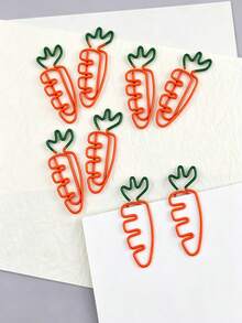 30/10pcs Two Tone Baked Paint Carrot Paper Clip Metal Personalized Clip Bookmark Receipt Office Stationery Paper Clip High Aesthetic Value - Multicolor - View 5