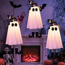 1pc Halloween Wizard Ghost LED Light, Button Battery Powered (Battery Included), Scary Flashing Hanging Decoration, Holiday Party Atmosphere Decor, Suitable For Gifts - Multicolor - View 2