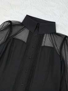Women's Autumn Clothing, Solid Color Long Sleeve Casual Slim Fit Top, Perfect Choice For Autumn Workwear. Summer Black - Black - View 5