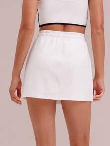 Women's Multi-Function Drawstring Lightweight Sports Skort, Suitable For Tennis, Yoga, Casual, Campus, Spring/Summer Daily Activities, White - White - View 2