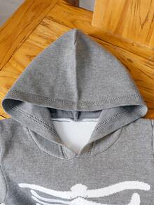 Sweater Rajut Lengan Panjang Berkerudung Motif Tulang Kerangka Halloween Keren untuk Anak Laki-laki, Cocok untuk Kasual Sehari-hari, Pesta Halloween, Musim Semi, Musim Gugur, Musim Dingin - Grey - View 4