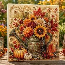 1pc New Autumn Pearl Painting DIY Handmade Kit, Handmade Rhinestone Pearl Art Set, Autumn Style Home Wall Decor Stress Relief Ornament, Suitable For Adults - Multicolor - View 7