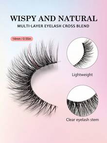 Asiteo 7 Pairs Transparent Delicate Natural False Eyelashes - Reusable, Lightweight & Comfortable, Create Charming Eye Makeup - Perfect For Daily Wear, Eyelash Strips, Eyelashes, False Eyelashes, Aesthetic - Black - View 2