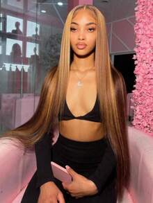 13*4 HD Transparent Lace Front Wig, Straight Human Hair, P4/27 Honey Blonde Highlights, 200% Density, With Natural Hairline And Delicate Baby Hairs – Premium Everyday Styling For Women. - S4/27 - View 5