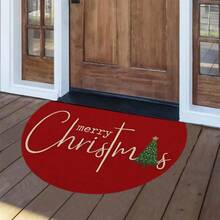 1pc Red Christmas Tree & "Merry Christmas" Pattern Decorative Door Mat, Suitable For Indoor And Outdoor Use, Ideal For Carpet, Room Decor, Floor Mat, Bedroom Rug, Kitchen Mat, Home Decor, Door Mat, Bathroom Mat, Perfect Christmas Gift - A - View 10