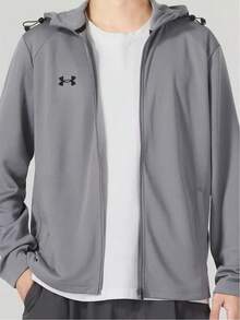 Under Armour Jaket Olahraga Luar Ruangan Pria Baru, Kasual, Nyaman, Tahan Angin, untuk Latihan - Grey - View 3