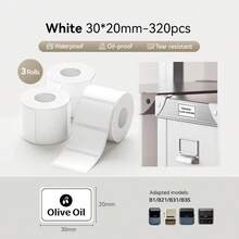 3 Rolls Niimbot Thermal Label Stickers, Waterproof Oilproof Tear-Resistant Self-Adhesive Label Paper, Compatible With NIIMBOT B1 B21 B3S B31 K3 Mini Portable Thermal Printer, White Storage Container Label Tags - View 9