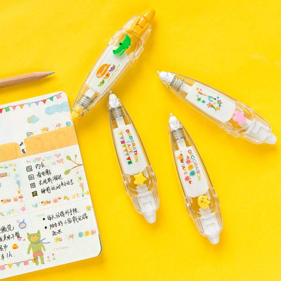 1/2/4pcs Cute Lace Border Correction Tape,Random Style,Cute Pattern Border Tape For Journal DIY,Notebook Decor,Stationery For Student ,Back To School - Multicolor - View 1