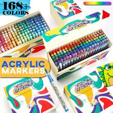24-168 Colors Direct Liquid High Elasticity Soft Tip Acrylic Markers, No-Press Layering Color Pens With Intelligent Ink Control, Suitable For Canvas, Fabric, Rock, Ceramic, Wood And Glass, Artist Grade Craft Supplies, Back To School Essentials - Multicolor - View 8