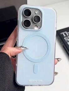 Compatible With IPhone 13/14/15 Pro Max Original Solid Color Matte Magnetic Phone Case, 12/11 Niche High-End Fresh Style 14 Pro Super Popular Protective Cover, Unique Design - Baby Blue - View 4