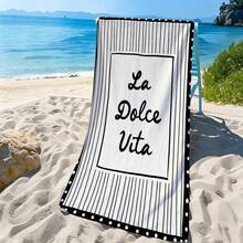 1pc Black & White Retro Striped Beach Towel, Soft Absorbent Lightweight Towel, Suitable For Adults And Teens, Perfect For Beach, Travel And Swimming Beach Blanket - Multicolor - View 4