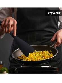 1/2/3pcs Silicone Cooking Spoon And Silicone Spatula Set, Slotted Turner, Suitable For Stirring, Scooping And Scraping, Silicone Fish Turner, Suitable For Non-Stick Cookware, Suitable For Cooking And Serving, Durable Non-Stick Kitchen Utensil Set, Kitchen Turner - Multicolor - View 4