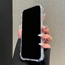 1件時尚清新花卉粉色愛心圖案手機殼，對比色2合1 TPU防摔軟殼保護套，適用於Apple 11/12/13/14/14 Plus/15/15 Plus/16/16 Plus/17/17 Pro及更多機型 - 彩色 - 查看 4