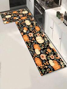 1/2pcs Autumn Thanksgiving Multi-Color Pumpkin Pattern Door Mat, Outdoor Welcome Mat, Carpet, Autumn Floor Mat, Thanksgiving Front Door Mat - Multicolor - View 3