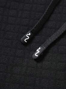 Striville American Minimalist Waffle Knit Sweatshirt Black Loose Fit Versatile Casual Pullover Sweatshirt For Men - Black - View 8