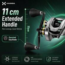 HASIDA Raytheon II Reel Baitcasting Bertenaga, Reel Pancing Tahanan Tinggi untuk Memancing Ikan Bass - Perak - View 5