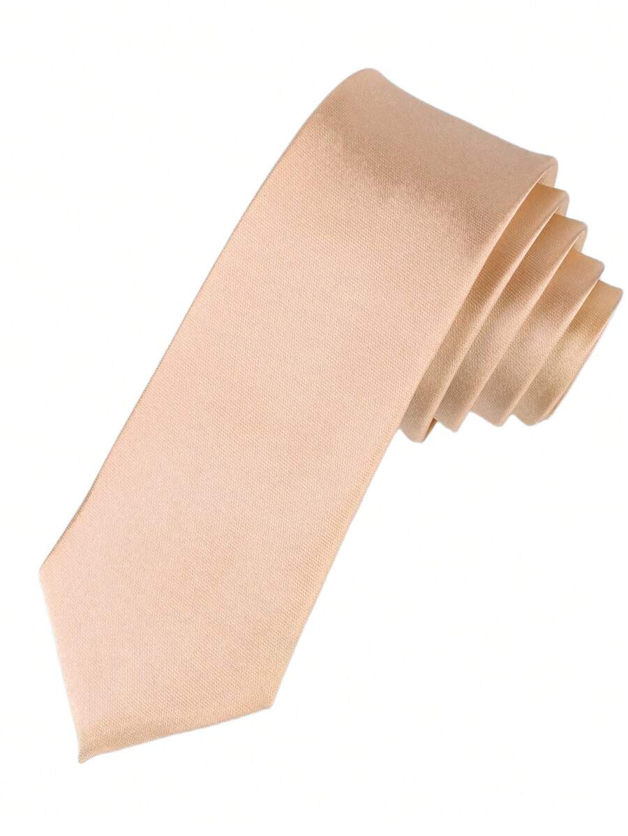 1PC Men's Solid Color Tie, Business Formal Narrow Tie (5cm) - Khaki - View 1