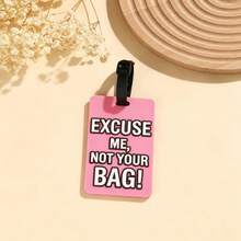 1pc Funny English Slogan Silicone Luggage Tag, Multiple Quirky Text & Pattern Options, Adjustable Strap Luggage Tag For Suitcase, Backpack, Trolley Bag, Anti-Lost Travel Accessory - Multicolor - View 8