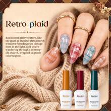Beetles 6 Colors 9ML Retro Glaze Fall Jelly Gel Nail Polish Set, Sheer Amber, Brown, Blue, Teal, Burgundy, Red & Orange Tones With DIY Color Card, Nail Charms, Buttons & Glitter For UV Nail Art - 6 Colors 9ML Retro Glaze Fall Jelly - 查看 5