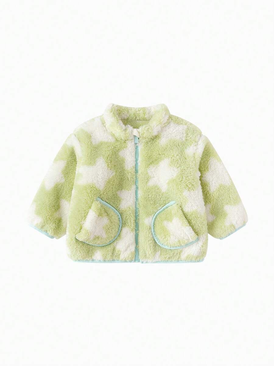 Balabala Jaket Musim Dingin Bayi yang Lucu, Pakaian Luar Sehari-hari yang Nyaman, Cocok untuk Cuaca Dingin - nada hijau putih - View 1