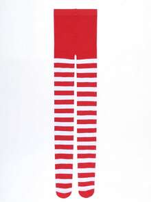 Halloween Horror Season Cosplay Essential Red & White Striped Opaque Tights Halloween Costume Leggings - Multicolor - View 5