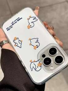1pc Line Duck Phone Case For 16ProMax/16/15promax/12/15/16, Shockproof - White - View 4
