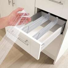 Drawer Dividers Organizers , Adjustable 8Cm High Expandable From 27.5-52Cm Kitchen Drawer Organizer, Clear Plastic Drawer Separators For Clothing, Kitchen Utensils, Office Storage - Clear - View 3