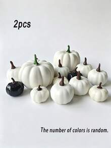 12/6/2Pcs Black Pumpkins Artificial Plants, Halloween Thanksgiving Fall Harvest Party Decor Faux Plants, Plastic Artificial Pumpkins Plants For Home, Room Kitchen Mantle Decoration, DIY Accessories, Autumn Wedding Table Arrangement, Birthday Gifts - Black and White - View 9