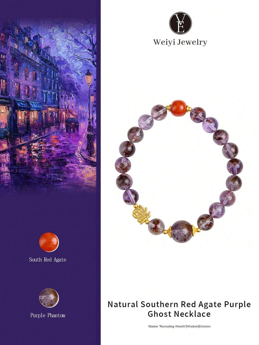 [VE]1pc High-Quality Natural Purple Phantom Quartz Crystal Bracelet, S925 Silver Accessories, Wearing Purple Phantom Can Improve Emotional Stability, Reduce Stress And Anxiety, Enhance Personal Charm And Confidence, Help Improve Interpersonal Relationships, Suitable For Women's Daily Wear, Birthday Gift For Friends, Sisters, Classmates, Natural Jewelry Color Random - Multicolor - View 1