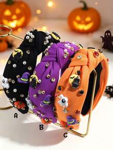1 buah Bando Wanita Motif Hantu Halloween dengan Hiasan Berlian Imitasi, Cocok untuk Pesta Natal dan Pemakaian Sehari-hari - MultiWarna - View 9