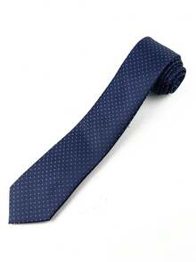 ZLQ&GOU 1 PC Cute Polka Dot Blue Men's Tie, Polyester Jacquard Knotted Necktie, Suitable For Wedding Party Neck Accessory - Navy Blue - View 2