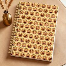 1 buah Buku Jurnal Spiral Halloween A5, Buku Catatan Wajah Polkadot Retro, Buku Catatan Bergaris Pola Musim Gugur Oranye Vintage untuk Catatan Harian & Perencanaan - Pola - View 6