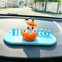 Nueva Alfombra Antideslizante Numerada de Halloween + Base de Calabaza + Sombrero de Fantasma Adorno Creativo DIY para Tablero de Coche de Halloween Decoración de Elfo de Calabaza Bienvenida Halloween con tu Coche - Set de 3 piezas de fantasma - Ver 5