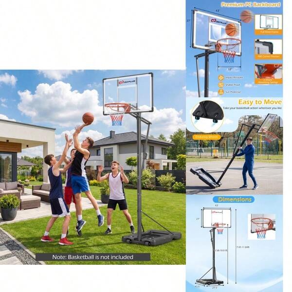 10 Feet Portable Basketball Hoop Outdoor Adults