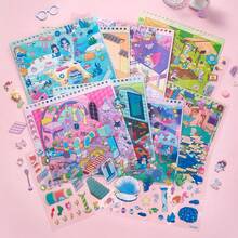 Dreamy Theme Landscape Sticker Collection Book, Cute Cartoon Miniature Scene Handmade DIY Collage Stickers - Night Of the Elves [Decorative Sticker Collection] - View 3