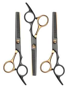 2pcs/1pc Professional Hair Scissors And Trimmer Set - Stainless Steel Black Gold Hair Scissors Set With Styling Comb, Ergonomic Design Salon Grade Home Haircutting Tools, Perfect Gift For Hairstylists - Multicolor - View 15