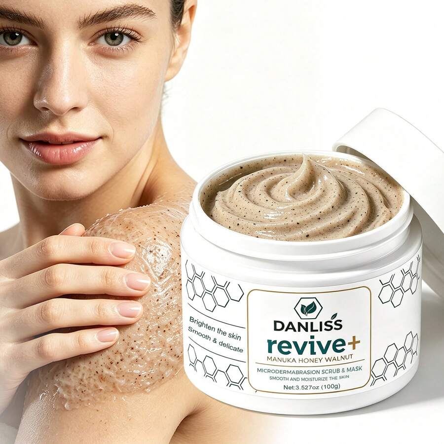 100g Micro-Crystalline Scrub Cleansing Mask, Suitable For Body And Face, Contains Honey And Walnut, Gentle Exfoliation, Brightening And Smoothing Skin Care - Cream - View 1