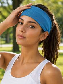 Women's Breathable Mesh Sports Headband, Elastic Pleated Quick-Dry Moisture-Wicking Hairband, Solid Color Loose Stretch Headwrap, Suitable For Yoga, Running, Cycling And Fitness Workouts - Multicolor - View 3