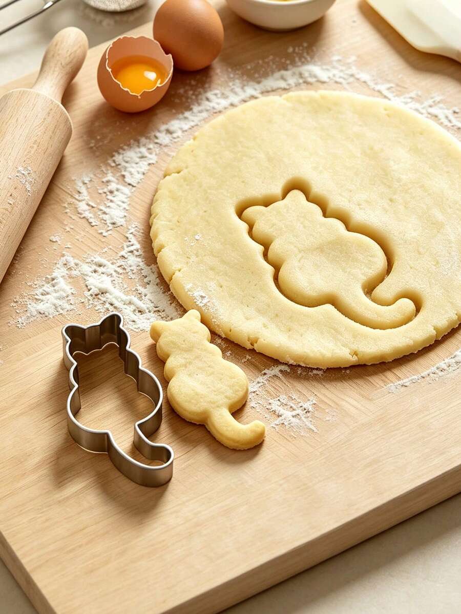 1pc Cat Shaped Stainless Steel Cookie Cutter, Cute Kitten Biscuit Cake Mold, Candy Sandwich Bread Cake Baking Tool, Suitable For Baking Pastry DIY Decoration, Kitchen Baking Tools Accessories - Multicolor - View 1