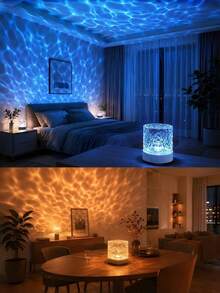 1pc Round Projection Light, Night Light, LED Light With Rotating Water Wave Dynamic Effect, USB Powered, 7 Colors And 16 Colors Optional, 16 Colors With Remote Control, Suitable For Room, Living Room, Bedroom Decoration, Room Decor - Multicolor - View 3