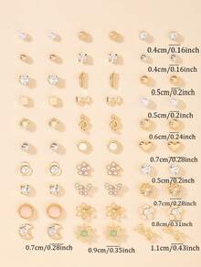 30 Pairs Heart-Shaped Musical Note Bow Minimalist Geometric Earrings Set For Women, Suitable For Casual, Outing And Dating, Exquisite Stud Earrings Jewelry Holiday Gift - Multicolor - View 5