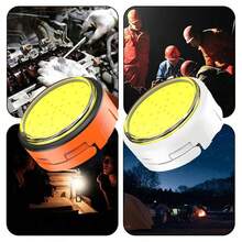 1pc Mini COB Handheld Camping Light With Hook, Portable USB Rechargeable LED Hanging Lantern, Multi-Function Work Flashlight, Suitable For Fishing, Camping, Night, Emergency, 3-Mode Handheld Flashlight - Round Light - View 7