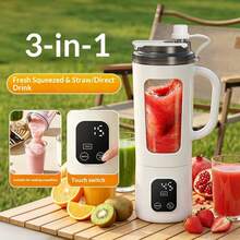 Portable Juice Cup, Multi-Function Large Capacity Fruit & Vegetable Blender Cup, Milkshake Cup, Fresh Blending Anytime Anywhere! Easy To Clean, Multiple Colors Available. Battery Capacity: 1500mAh - Multicolor - View 3